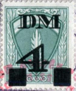 Stamp, SHAEF emblem, flaming sword on shield, Allied Military Government,  , Coats of Arms, Fire and Flames, Second World War, Swords