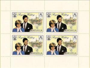 Booklet Pane, Prince Charles, Lady Diana Spencer and Windsor Castle, Anguilla,  , Castles, Famous People, Men, Princes, Princesses, Royalty, Weddings, Women