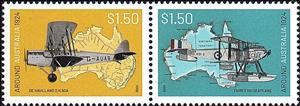 Se-tenant, First Circum-Australia Flight, Centenary, Australia,  , Aircraft, Anniversaries and Jubilees, Aviation, Maps