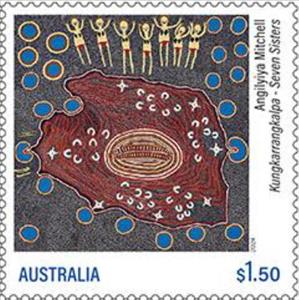 Stamp, Kungkarangkalpa-Seven Sisters by Angilyiya Tjapiti Mitchell, Australia,  , Art, Legends