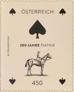 Stamp, Ace of Spades, Austria,  , Anniversaries and Jubilees, Horses, Playing Cards