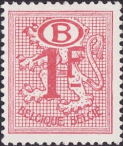 Stamp, Number on Heraldic Lion with B in oval, Belgium,  , Heraldic Animals, Лев, Numbers