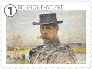 Stamp, The Art of Emile Claus, Belgium,  , Art, Headgear, Men
