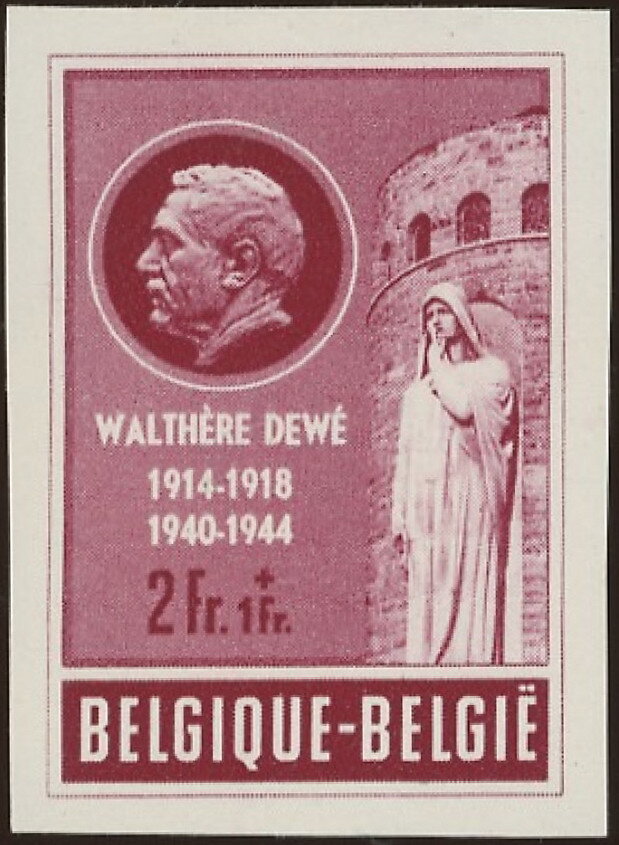 Walther Dewé in Medallion and Statue "Dame Blanche"