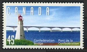 Stamp, Lighthouse and Confederation Bridge, Canada,  , Bridges, Lighthouses