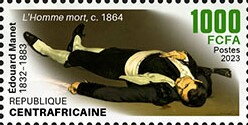 Stamp, "The Dead Man", c. 1864, Central African Republic,  , Art, Men, Paintings