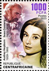 Stamp, Audrey Hepburn 1929–1993, Sean Connery 1930–2020, Central African Republic,  , Actors