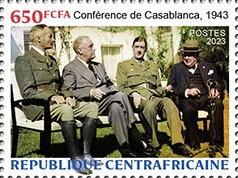 Stamp, Casablanca Conference, 1943, Central African Republic,  , Generals, Heads of State, Second World War