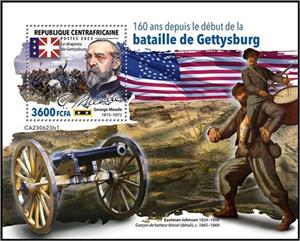 Souvenir Sheet, George Meade (1815–1872), Central African Republic,  , Anniversaries and Jubilees, Battle