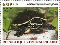 Stamp, Malayan Snail-eating Turtle (Malayemys macrocephala), Central African Republic,  , Animals (Fauna), Reptiles, Sea Life, Turtles