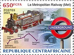 Stamp, Metropolitan Railway, Central African Republic,  , Locomotives, Signs