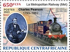 Stamp, Metropolitan Railway, Charles Pearson 1793–1862, Central African Republic,  , Locomotives