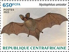 Stamp, Nyctophilus unicolor, Central African Republic,  , Animals (Fauna), Bats, Mammals