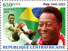 Stamp, Pelé 1940–2022, Central African Republic,  , Famous People, Football (Soccer), Sports