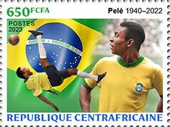Stamp, Pelé 1940–2022, Central African Republic,  , Famous People, Football (Soccer), Sports