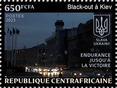 Stamp, Russo-Ukrainian War. Blackout in Kyiv, Central African Republic,  , Night Views