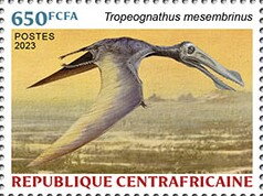 Stamp, Tropeognathus mesembrinus, Central African Republic,  , Animals (Fauna), Dinosaurs, Prehistoric Animals, Prehistory, Reptiles