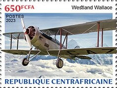 Stamp, Westland Wallace, Central African Republic,  , Aircraft, Mountains