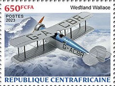 Stamp, Westland Wallace, Central African Republic,  , Aircraft, Mountains