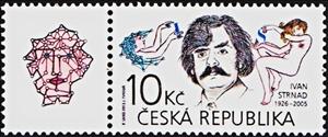 Stamp with Attached Label, Ivan Strnad, stamp designer, Czech Republic,  , Artists, Famous People, Nudes