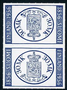 Tete-Beche, 100 Years Finnish Stamps, FINLANDIA '56 (1st Finnish Stamp), Finland,  , Coats of Arms, Heraldic Animals, Philatelic Exhibitions, Philately, Post Horns, Stamps