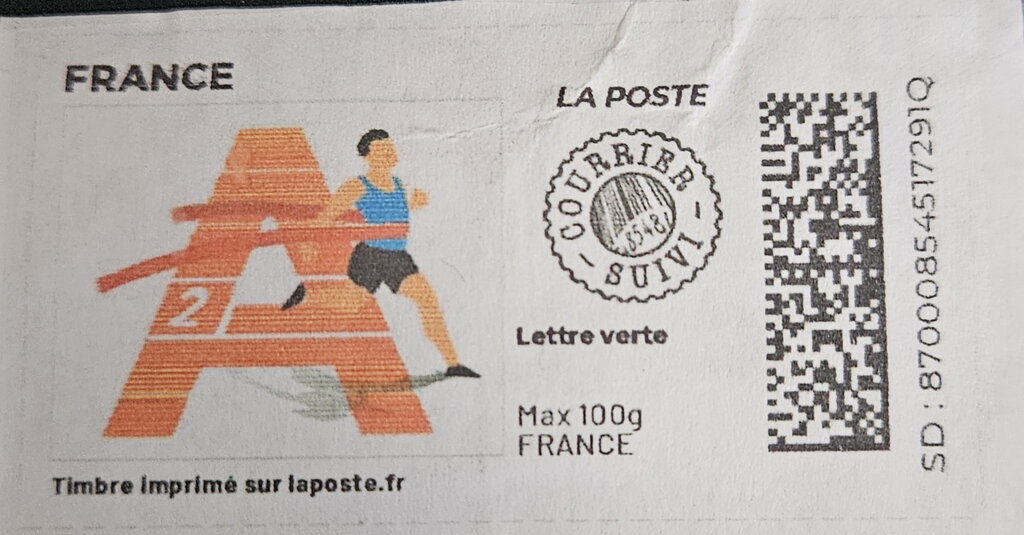A for Athletics. Redesign with LaPoste Logo. Courrier Suivi
