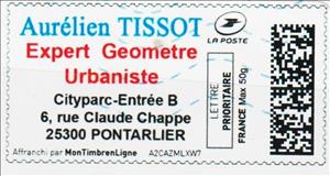 Stamp, Aurelien Tissot Expert Geometre Urbaniste, France,  , Geodesy and Surveying
