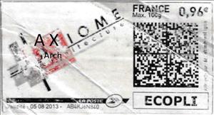 Stamp, Axiome Architecture, France,  , Architects, Geometric Shapes, Logos