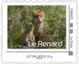 Stamp, Fox 2, France,  , Animals (Fauna), Foxes, Mammals