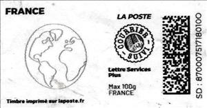 Stamp, Globe/Earth. Line Drawing. Redesign. without laposte logo, France,  , Globes