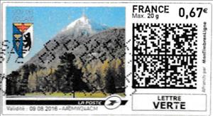 Stamp, Golfe des Volcans, France,  , Golf, Mountains