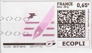 Stamp, Letter 2 in pink, France,  , Letters (Mail)
