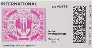 Stamp, Popcorn in pink without laposte logo, France,  , Candy, Food