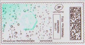 Stamp, Rain. Raindrop in hexagon, France,  , Rain, Weather