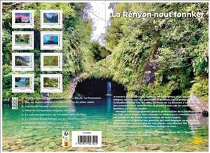 Mini Sheet, Reunion is not going to sink, France,  , Animals (Fauna), Beaches, Birds, Flowers, Islands, Mountains, Volcanos, Waterfalls