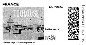 Stamp, Toulouse 3 in black. Redesign. no logo, France,  , Bridges, Townscapes / City Views