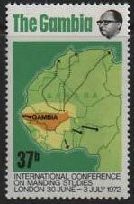 Stamp, Map with Mandingo Language, Gambia,  , Maps