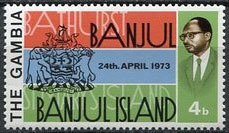 Stamp, Flag and Coat of Arms, Gambia,  
