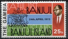 Stamp, Flag and Coat of Arms, Gambia,  