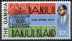 Stamp, Flag and Coat of Arms, Gambia,  