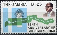 Stamp, Map of Gambia, Gambia,  