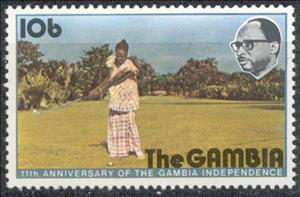 Stamp, Woman Golfer, Gambia,  