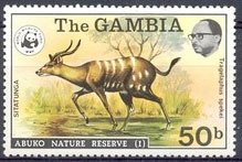 Stamp, Sitatunga (Tragelaphus spekii), Gambia,  , WWF, Animals (Fauna)