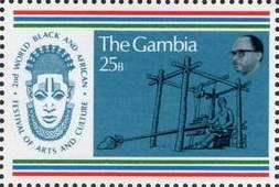 Stamp, Festival emblem and weaver, Gambia,  