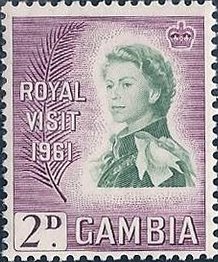 Stamp, Queen Elizabeth II, Gambia,  