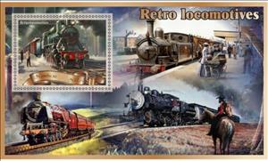 Souvenir Sheet, Transport Retro locomotives, Namibia,  , Locomotives