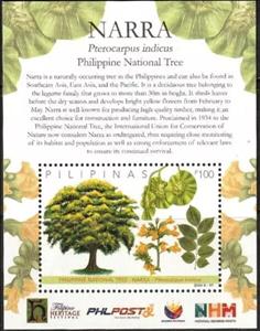 Souvenir Sheet, Narra Tree (Pterocarpus indicus), Philippines,  , Trees