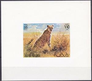 Souvenir Sheet, Cheetah (Acinonyx jubatus), Ras al Khaimah,  , Animals (Fauna), Cheetahs, Mammals, Wild Cats