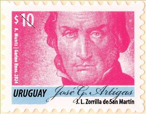 Stamp, José Gervasio Artigas (2024 Imprint), Uruguay,  , Famous People, Generals, Heads of State (Military), Heroes, Independency Activists, Military Officers, Politicians, Государственный деятель