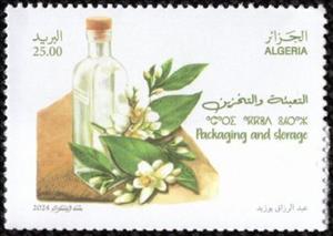 Stamp, Packaging Orange Blossom Water, Algeria,  , Agriculture, Flowers